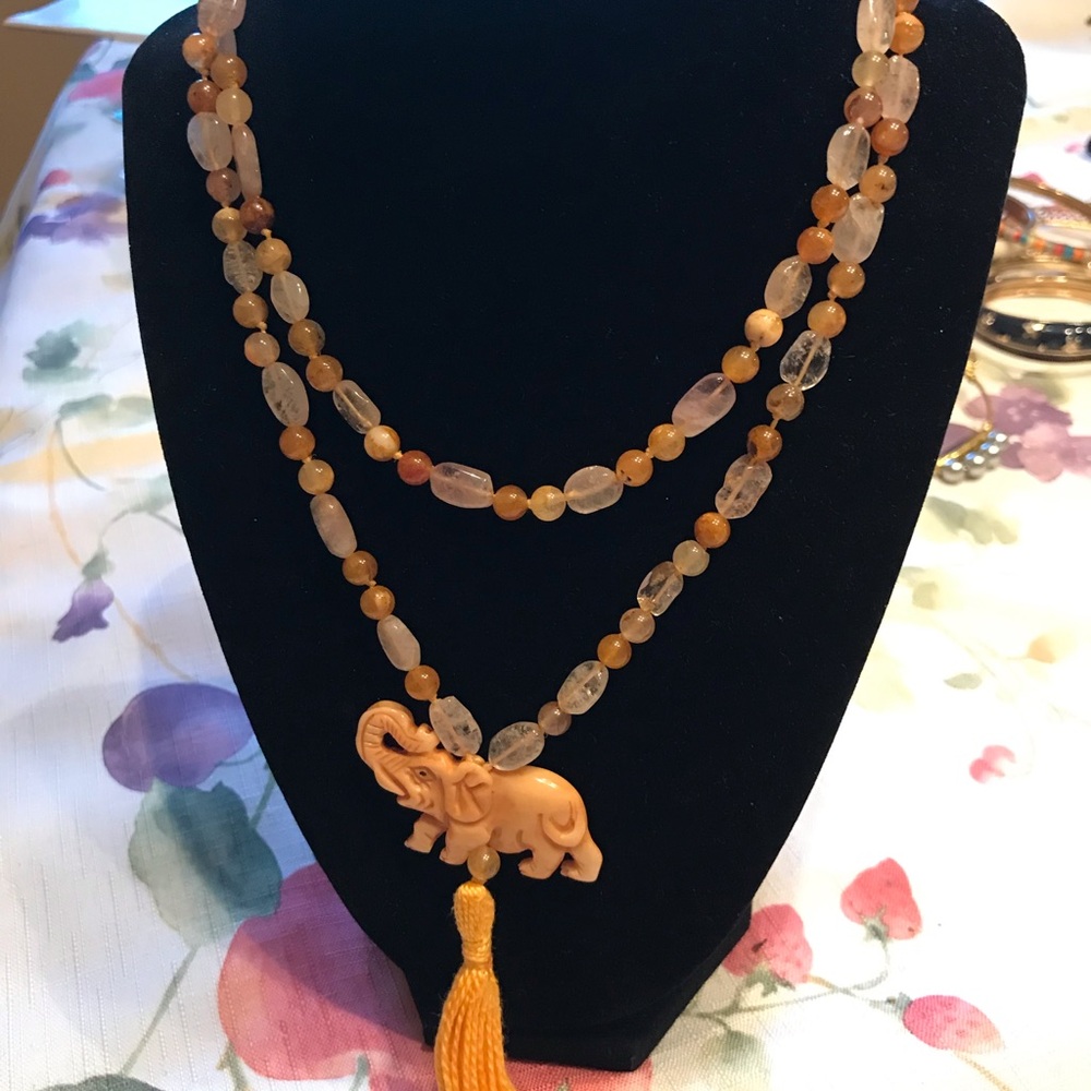 MALA BEAD NECKLACE~ RED ORANGE AGATE,CARNELIAN,BERYL AND QUARTZ - Picture 11 of 11